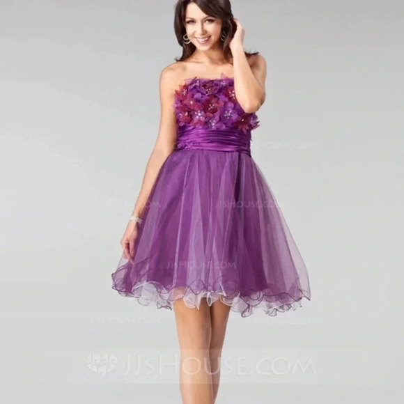 JJs House Women’s Purple A-Line Princess Strapless Short Prom Homecoming Dress 6 - Picture 1 of 9